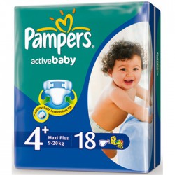 Подгузники, Pampers (Памперс) 9-20 кг р. 4+ 120 шт актив беби макси плюс