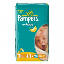 Подгузники, Pampers (Памперс) 2-5 кг 43 шт Нью беби драй ньюборн