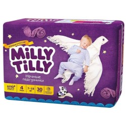 Подгузники, Milly Tilly (Милли Тилли) 7-18 кг 30 шт Макси 4 ночные