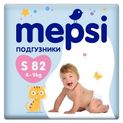 Подгузники, Mepsi (Мепси) 4-9 кг р. s 82 шт арт. 0138 премиум