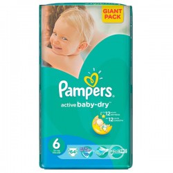 Подгузники, Pampers (Памперс) 16+ кг р. 6 64 шт актив беби экстра лардж