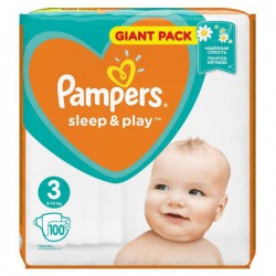 Подгузники, Pampers (Памперс) 6-10 кг р. 3 100 шт слип энд плей миди