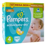 Подгузники, Pampers (Памперс) 8-14 кг 147 шт актив беби драй макси