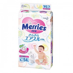 Подгузники, Merries (Меррис) 9-14 кг р. l 54 шт