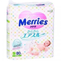 Подгузники, Merries (Меррис) 4-8 кг р. s 80 шт