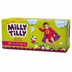 Подгузники, Milly Tilly (Милли Тилли) 4-9 кг 42 шт Миди 3 дневные