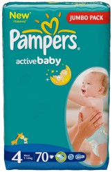 Подгузники, Pampers (Памперс) 7-14 кг р. 4 70 шт актив беби макси