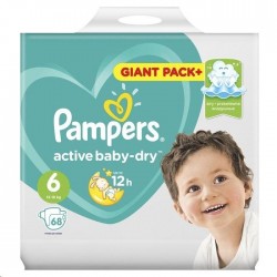 Подгузники, Pampers (Памперс) 13-18 кг р. 6 68 шт актив беби драй