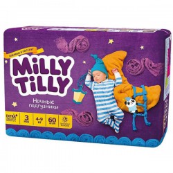 Подгузники, Milly Tilly (Милли Тилли) 4-9 кг 60 шт Миди 3 ночные