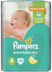 Подгузники, Pampers (Памперс) 8-14 кг 10 шт актив беби драй макси