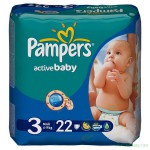 Подгузники, Pampers (Памперс) 4-9 кг р. 3 22 шт актив беби миди