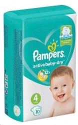 Подгузники, Pampers (Памперс) 9-14 кг р. 4 10 шт актив беби драй макси