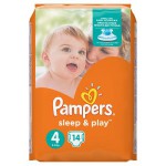 Подгузники, Pampers (Памперс) 8-14 кг р. 4 14 шт Слип энд Плэй макси