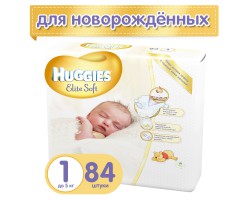 Подгузники, Huggies (Хаггис) до 5 кг 84 шт элит софт