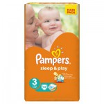 Подгузники, Pampers (Памперс) 4-9 кг р. 3 62 шт слип энд плей миди