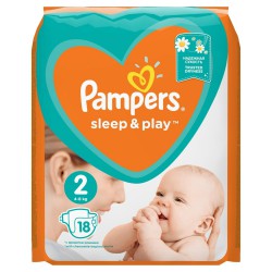 Подгузники, Pampers (Памперс) 4-8 кг р. 2 18 шт слип энд плей мини