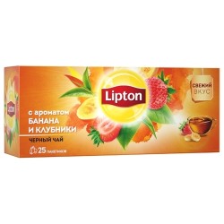 Чай черный, Lipton (Липтон) фильтр-пакет 1.7 г 25 шт с ароматом банана и клубники