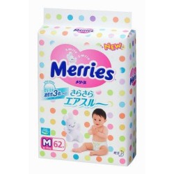 Подгузники, Merries (Меррис) 6-11 кг р. m 62 шт