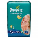 Подгузники, Pampers (Памперс) 11-18 кг р. 5 16 шт актив беби драй джуниор